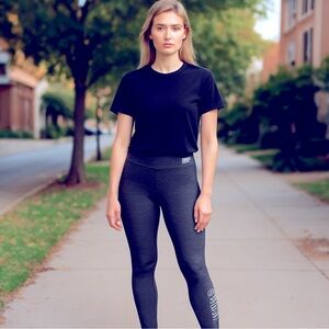 PINK Victoria’s Secret Ultimate Gray Black Mesh Panel 7/8 Leggings Sz S